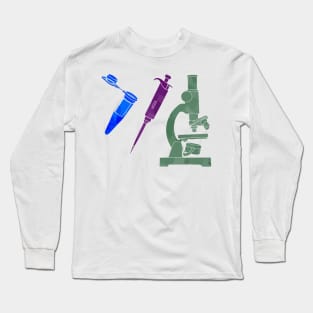 Lab Microscope Micropipette Tube Long Sleeve T-Shirt